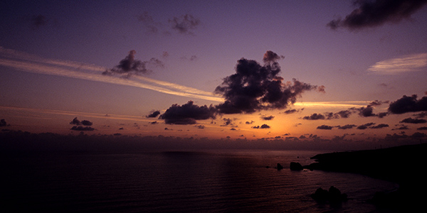 Sonnenuntergang über dem Felsen der Aphrodite