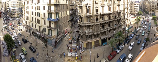 Blick aus dem Grand Hotel: Talaat Harb Road - Tagsüber