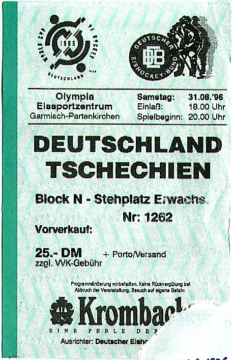 Olympia Eissportzentrum: World Cup-Eishockey-Länderspiel Deutschland - Tschechien