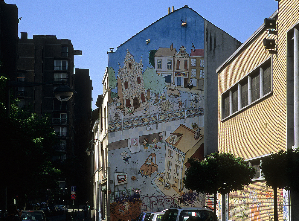 Rue Terre Neuve (Nieuwland): Comic-Wandgemälde Brüssel