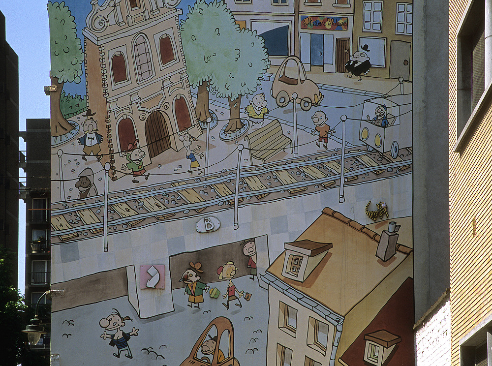 Rue Terre Neuve (Nieuwland): Comic-Wandgemälde Brüssel