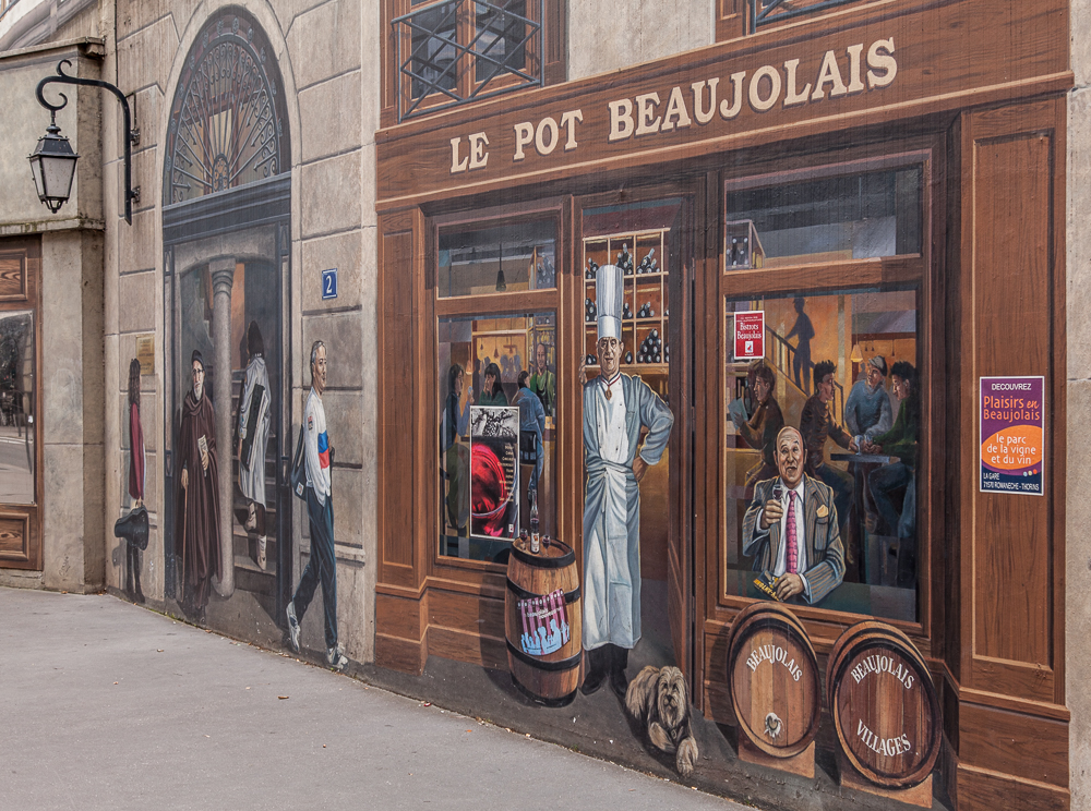Presqu'île (Halbinsel): Fresque des Lyonnais - Paul Bocuse (Koch) und Frédéric Dard Lyon