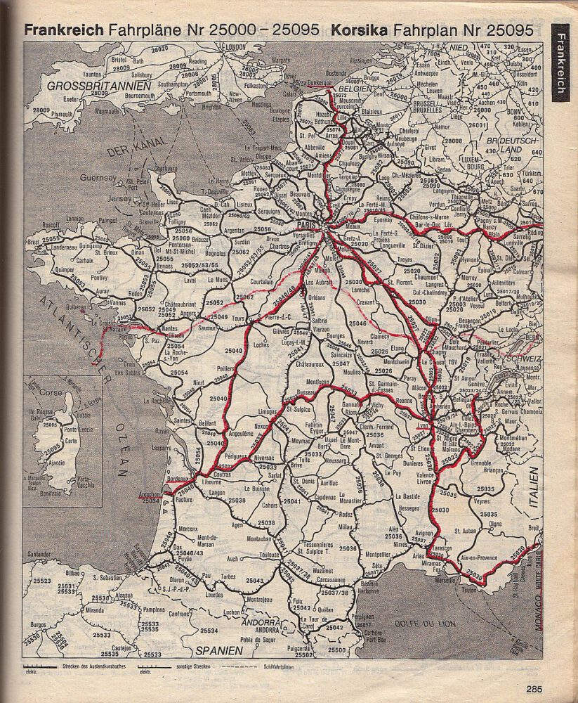 DB Auslandskursbuch 1985 Sommer: Übersicht Frankreich