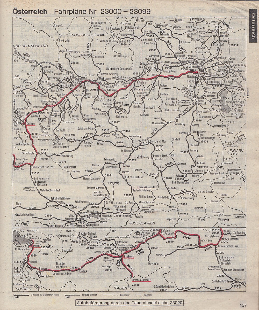 DB Auslandskursbuch 1985 Sommer: Übersicht Österreich