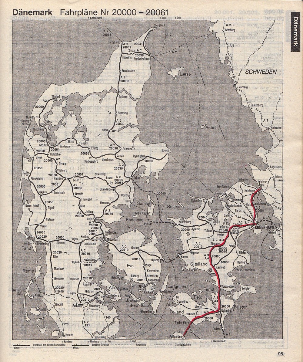 DB Auslandskursbuch 1986 Sommer: Übersicht Dänemark