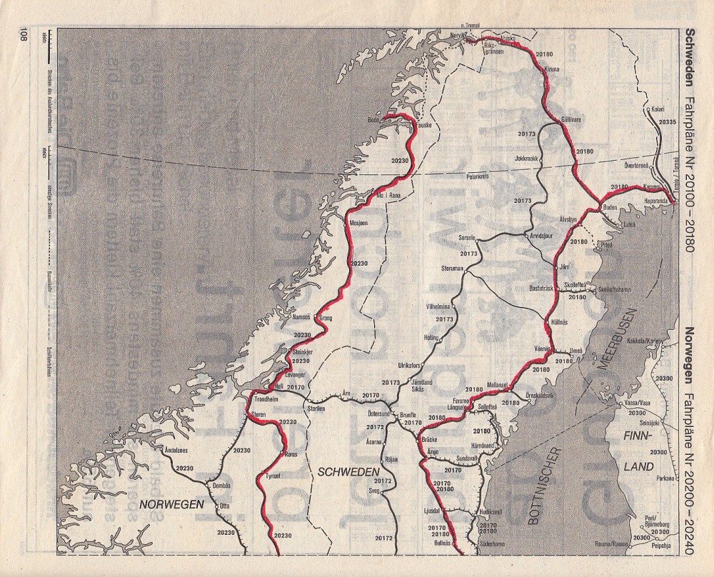 DB Auslandskursbuch 1986 Sommer: Übersicht Norwegen / Schweden (Norden)