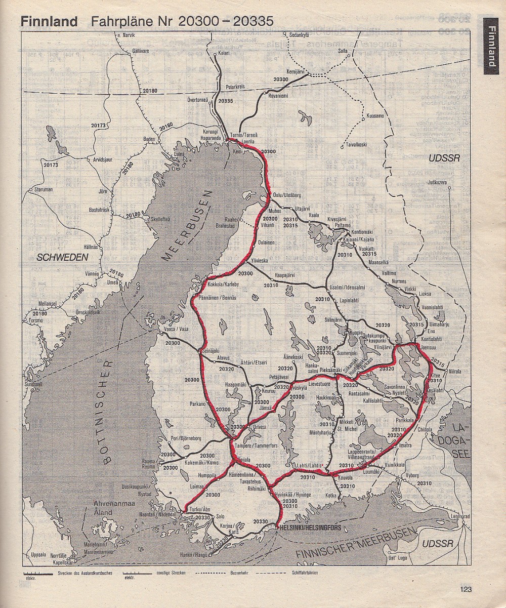 DB Auslandskursbuch 1986 Sommer: Übersicht Finnland