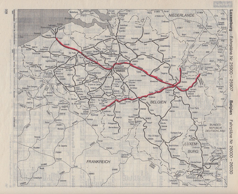 DB Auslandskursbuch 1986 Sommer: Übersicht Belgien