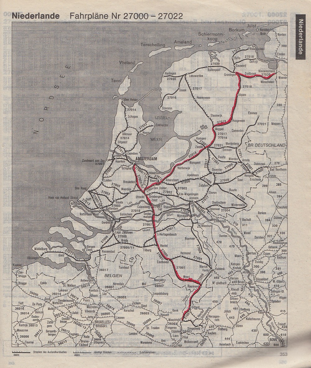 DB Auslandskursbuch 1986 Sommer: Übersicht Niederlande