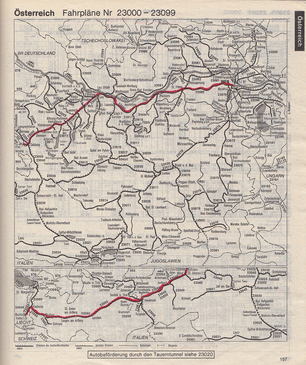 DB Auslandskursbuch 1986 Sommer: Übersicht Österreich