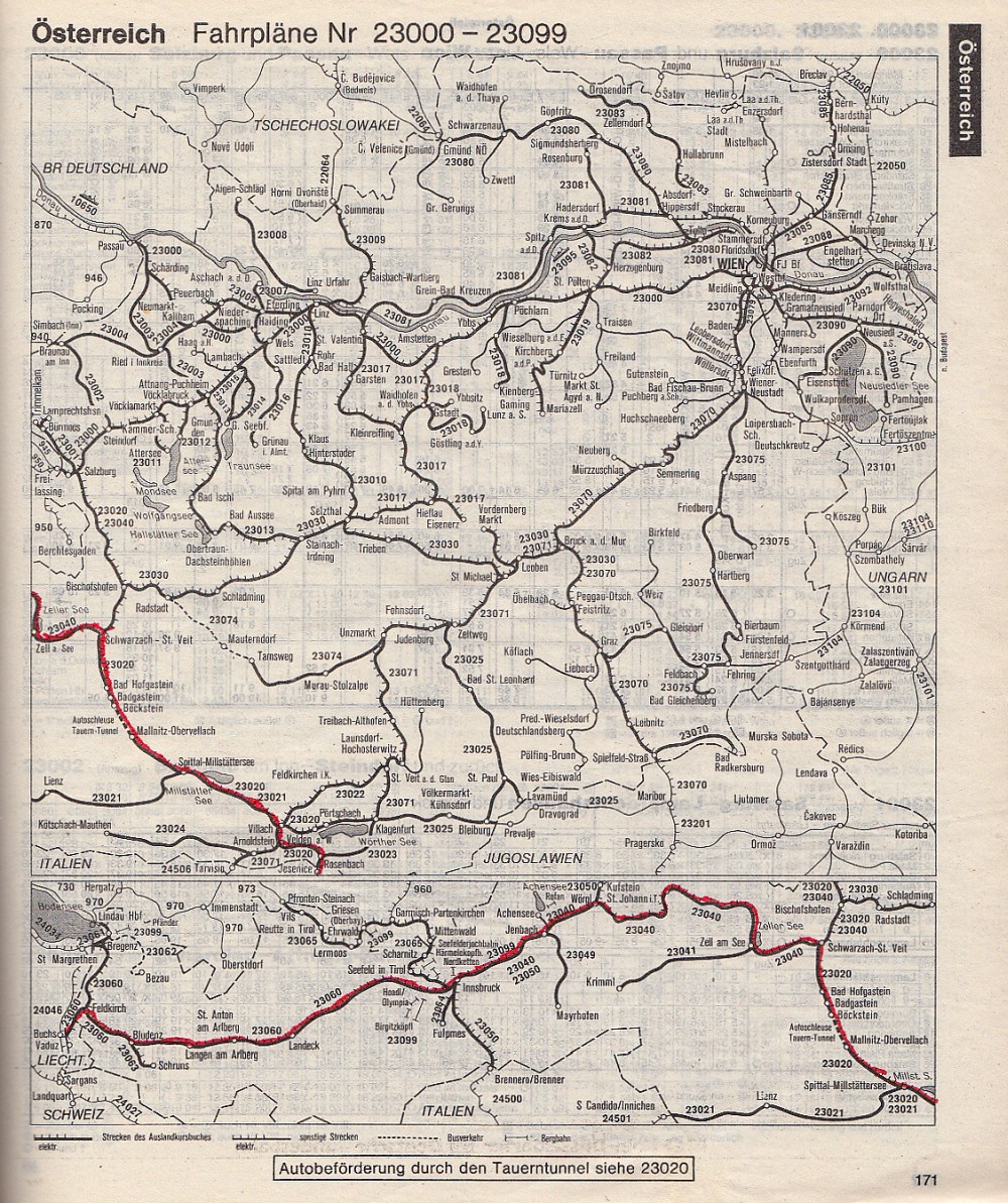 DB Auslandskursbuch 1988 Sommer: Übersicht Österreich