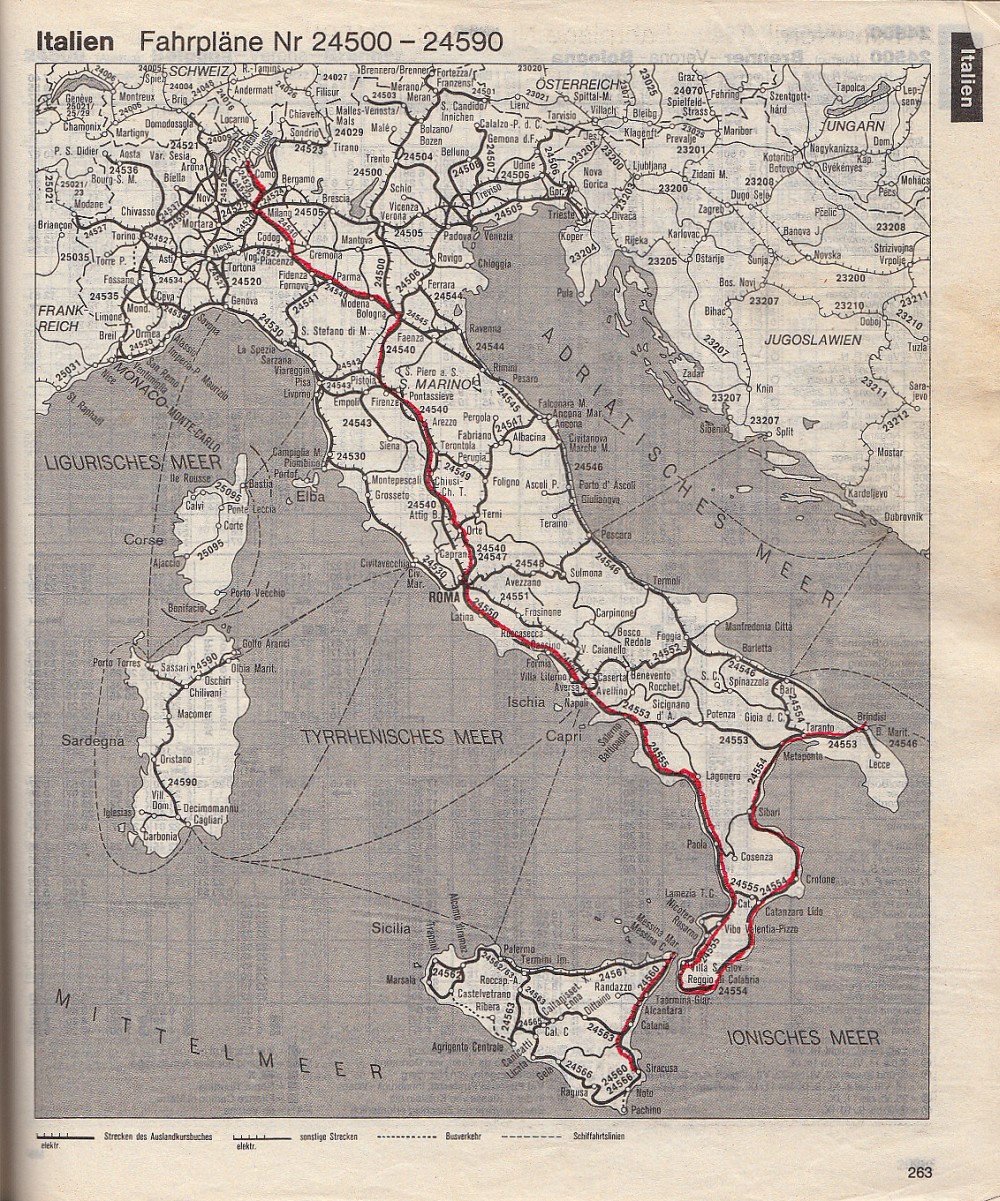 DB Auslandskursbuch 1988 Sommer: Übersicht Italien