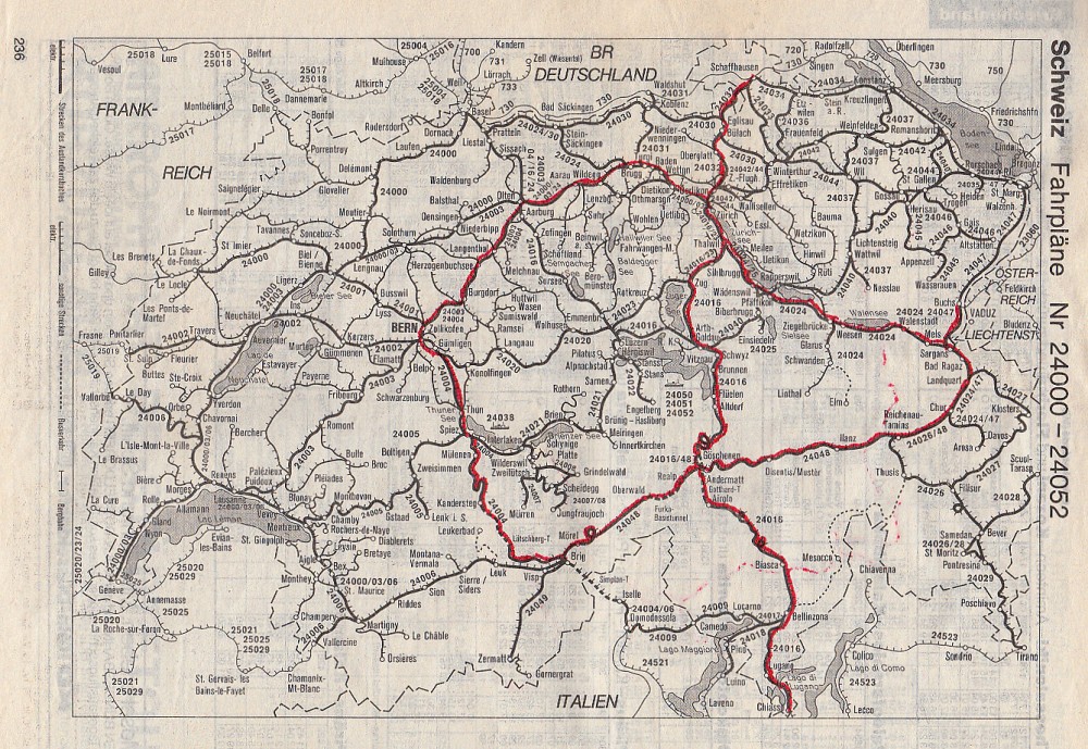 DB Auslandskursbuch 1988 Sommer: Übersicht Schweiz