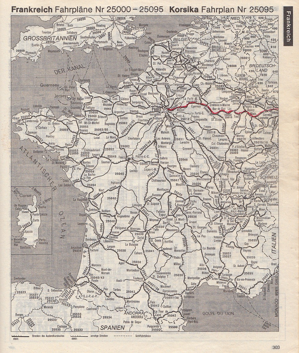 DB Auslandskursbuch 1988 Sommer: Übersicht Frankreich